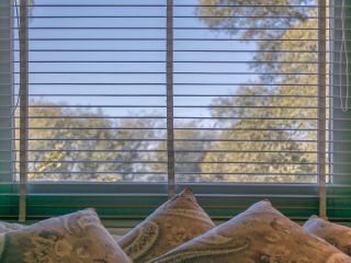 Mini blinds detail in a room, showcasing style and functionality.